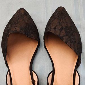 Beautiful Black Lace D’Orsay Flat (Wide Width) Sz 13